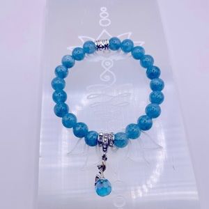 COPY - Natural aquamarine gemstone beaded bracelet w mermaid hang charm 3/5$ ea…
